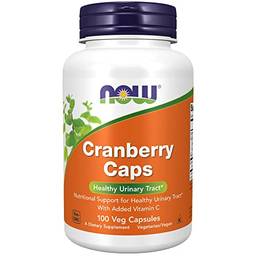 Suplementos NOW, cápsulas de cranberry com adição de vitamina C, trato urinário saudável*, 100 cápsulas veganas