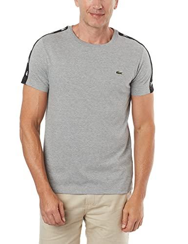 Camisetas Basica, Lacoste, Masculino, Cinza + Preto, P
