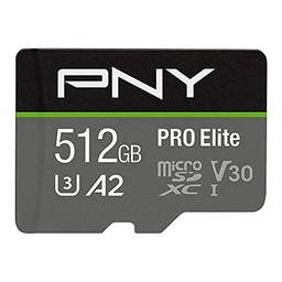 PNY Cartão de memória flash Pro Elite Class 10 U3 V30 microSDXC de 512 GB