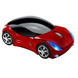 Usbkingdom Mouse sem fio 2,4 GHz Cool 3D Sport Car Shape Ergonomic Optical Mouses com receptor USB para PC Laptop Computer Women Small Hands (Vermelho)