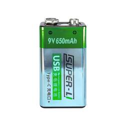 TwiHill 9V Batteries - Type C Rechargeable 9V Lithium Batteries - Li-ion Battery Cell - 650mAH (9V Baterias (1 unidade))