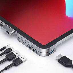 Hub USB C para iPad Pro, adaptador Baseus 6 em 1 para iPad Pro 2020 2019 2018, atualização tipo C dongle para 4K HDMI 2.0, USB 3.0, leitor de cartão SD/Micro SD, conector de fone de ouvido de 3,5 mm, carregador PD tipo C e interruptor independente