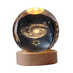 Newmind Lâmpada noturna 3D de cristal luz educacional astronomia lâmpada noturna com base para decoração, via Láctea