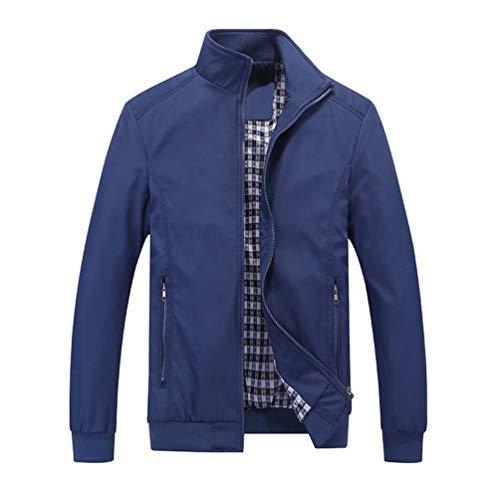 Jaqueta corta-vento masculina leve, de manga comprida, Azul escuro, X-Small