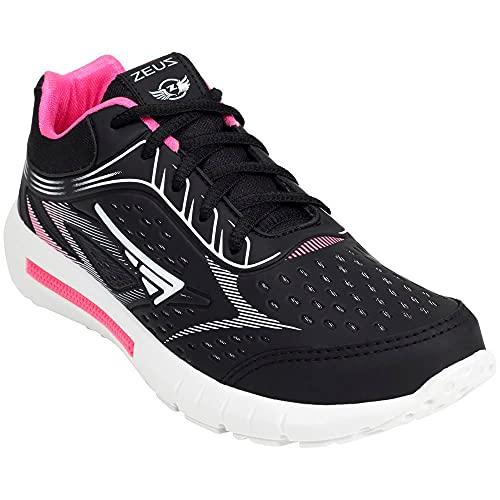 Tênis Jogger Zeus Feminino Leve Conforto Moderno Caminhada Preto+pink 36