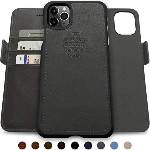 2-in-1 carteira-capas para iPhone SE 2020 iphone 8/7, magnético destacável Choque-choque TPU Slim-Case, proteção RFID, suporte de 2 vias, couro vegano de luxo, giftbox (iPhone 12 mini,Grey)