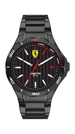 Ferrari Relógio Casual Masculino Scuderia Pista Quartzo Aço Inoxidável e Pulseira, Cor: Preto (Modelo: 0830763), Preto, Relógio de quartzo