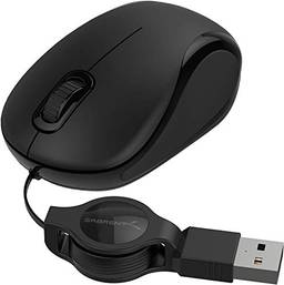 Sabrent Mini mouse óptico USB para viagem com cabo retrátil para computadores e laptops | Compatível com Mac e PC (MS-OPMN)