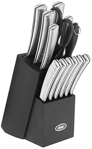 Jogo de facas Oster Wellisford de aço inoxidável de alto carbono, 14 peças, preto/prata