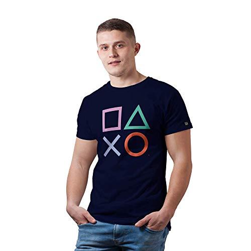 Camiseta Casual, Sony Playstation, Azul, M, Adulto Unissex