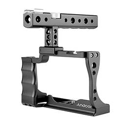calau Gaiola para câmera + kit de alça superior em liga de alumínio com suporte para sapata fria Compatível com câmera DSLR Canon EOS M50