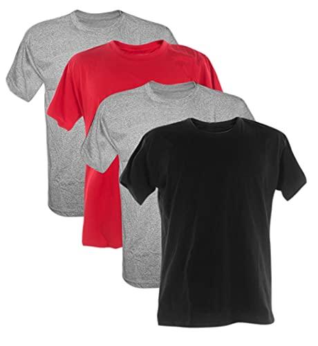 Kit 4 Camisetas 100% Algodão 30.1 Penteadas (Cinza Mescla, Vermelho, Cinza Mescla, Preto, GG)