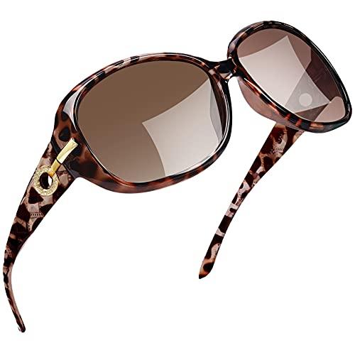 Óculos de Sol Feminino Polarizados Joopin Armação Grande óculos Escuros para Mulheres Vintage Senhoras Tons (Rio Lopard)