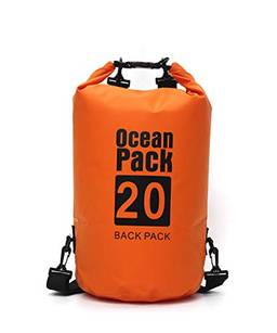 Bycc Bynn Saco impermeável 5L/10L/15L/20L/30L, saco de compressão seco roll-on mantém o equipamento seco para caiaque, passeios de barco, rafting, pesca e acampamento, mochila impermeável (laranja, 10 litros)