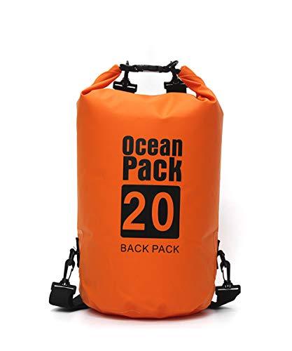 Bycc Bynn Saco impermeável 5L/10L/15L/20L/30L, saco de compressão seco roll-on mantém o equipamento seco para caiaque, passeios de barco, rafting, pesca e acampamento, mochila impermeável (laranja, 15 litros)
