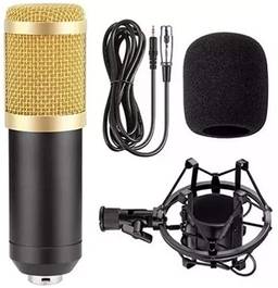 Microfone Estúdio Profissional Condensador BM-800 Dourado