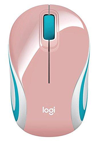 Mini Mouse sem fio Logitech M187 com Design Ambidestro, Conexão USB e Pilha Inclusa - Rosa