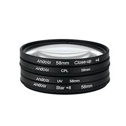 KKmoon 58mm UV + CPL + Close-Up + 4 + Star 8-Point Filter Kit de Filtro Circular Circular Polarizer Filter Macro Close-Up Star Filtro de 8-Point com Bolsa para Nikon Canon Pentax Sony DSLR Camera