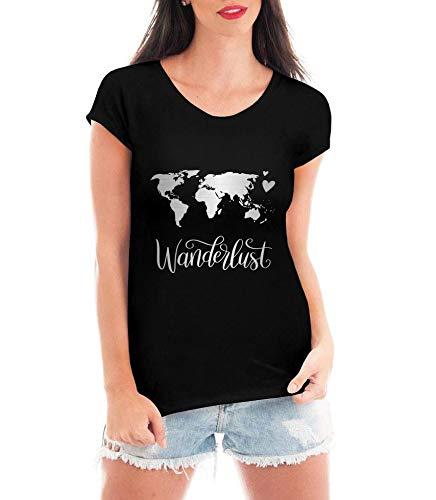 Camiseta Blusa T shirt Bata Criativa Urbana Wanderlust Mapa Preto M