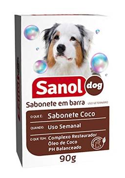 Sabonete em barra Côco, Sanol Dog, 90 g, Branco