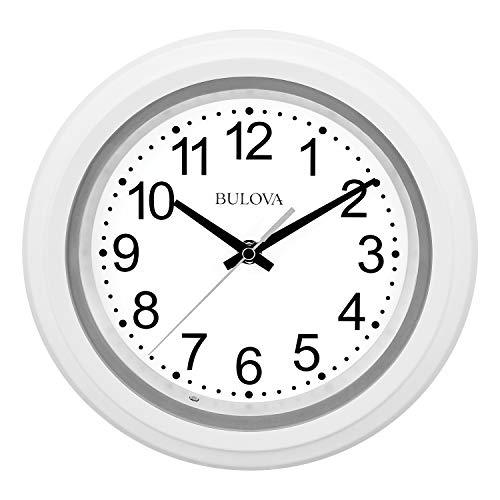 Bulova Relógio de parede C4865 com mostrador iluminado, 25,4 cm, branco