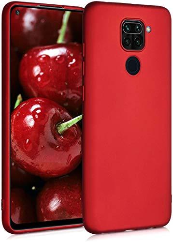 Capas de silicone TPU compatível com Xiaomi Redmi Nota 9 - Tampa de telefone de proteção flexível macia (metallic dark red)