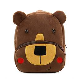 Mochila de criança linda mochila de pelúcia animal cartoon mini bolsa de viagem para meninas meninos de 2 a 6 anos (coffee bear)