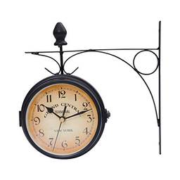 BESPORTBLE Relógio de parede de dois lados estilo europeu criativo clássico monocromático (preto)
