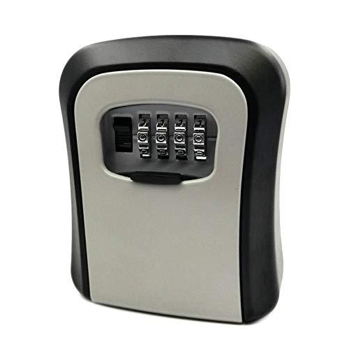 Caixa de segurança Adaskala com chave, para cofre de combinação à prova d'água de liga de alumínio de 4 dígitos montado na parede com armazenamento portátil de chaves para cartões eletrônicos domésticos