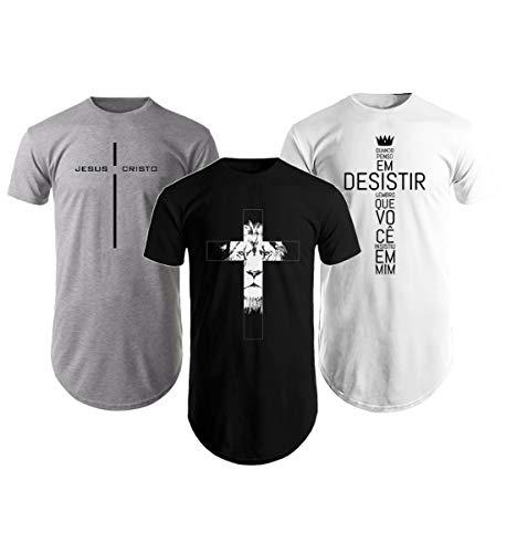 Kit com 3 Camisetas Camisa Blusa Gospel Religiosa Masculinas (M)