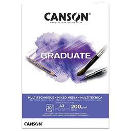 CANSON Graduate, Bloco de Papel Multi Tecnicas, Cor Branco, Tamanho A3