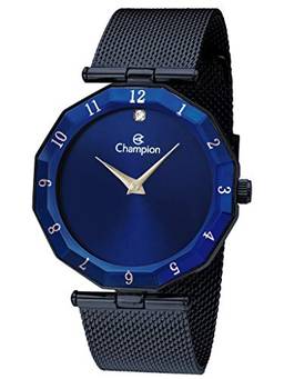 Relógio Feminino, CN20864K, Champion, vidro sextavado, pulseira em aço azul
