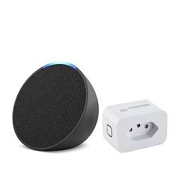 Echo Pop | Smart speaker compacto com som envolvente e Alexa | Cor Preta + Smart Plug Positivo