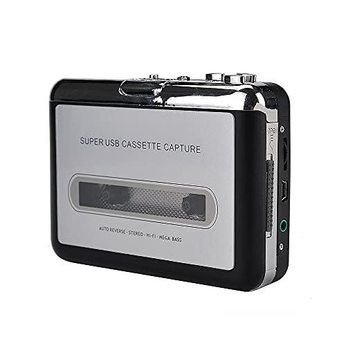Houshome Reprodutor de cassetes USB Cassete portátil Converta o reprodutor de fita em formato MP3 / CD Captura música de áudio MP3 via USB