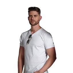 Camiseta Premium Gola V Slim Fit - Polo Match (Branco, M)