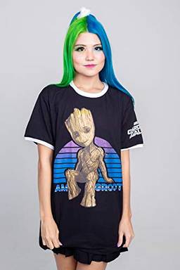 Camiseta Baby Groot, Piticas, Adulto e Infantil Unissex, Preto, XP