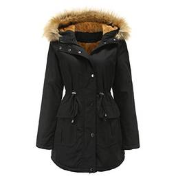 JMKEY Jaqueta feminina Casacos acolchoada feminina, casaco de pele com capuz e casaco longo de inverno