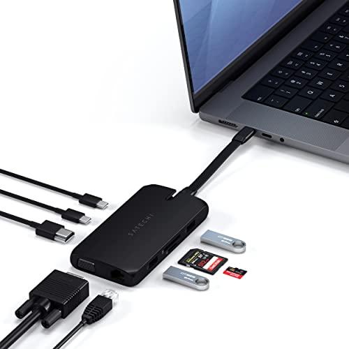 Satechi Adaptador multiportas USB-C em movimento, Hub USB portátil 9 em 1, compatível com MacBook Pro/Air M2 2022, MacBook Pro M2 Pro e Max 2022, MacBook Air/Pro M1 2021 (preto)