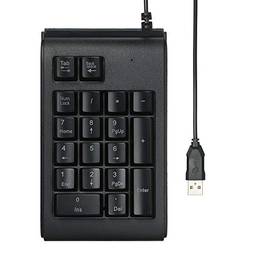 Teclado, Romacci Mini teclado numérico mecânico com fio USB de 19 teclas e retroiluminação LED à prova d'água ABS para laptop e desktop