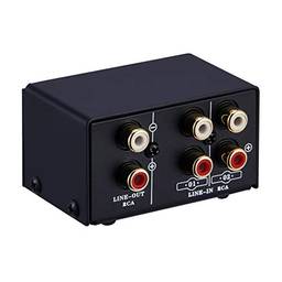 Strachey LINEPAUDIO Audio Switcher RCA 2 em 1 Out / 1 in 2 Out A/B Switch Stereo Splitter Box sem distorção Jack RCA para alternar entre alto-falantes de computador e fones de ouvido