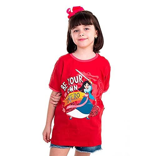 Camiseta Mulan Infantil Hero, Piticas, Criança Unissex, Vermelho Minnie, 3