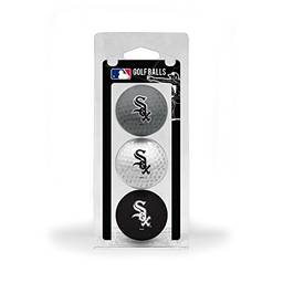 Team Golf Bolas de golfe MLB Chicago White Sox tamanho regulamentado, pacote com 3, impressão colorida e durável, preta