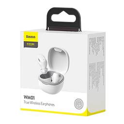 Fone de Ouvido Sem Fios TWS Bluetooth 5.0 Redução de Ruído Baseus WM01 - Branco