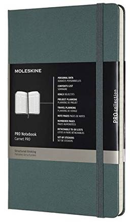 Moleskine Caderno PRO, capa rígida, grande (12,7 cm x 21 cm) planejamento profissional de projetos, verde floresta, 240 páginas