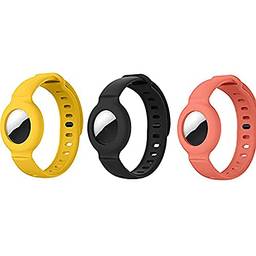 TwiHill para Apple Airtag pulseira de silicone capa protetora GPS infantil antiperda, posicionamento de etiquetas aéreas, pulseira protetora de silicone (pacote de 3) (F)