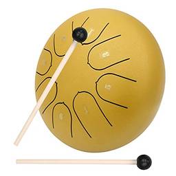 Tambor de língua de aço, Miaoqian 8 notas C-key de 6 polegadas Mini Steel Tongue Drum Hand Pan Drum Instrumento de percussão com baquetas para concerto de educação musical Mind Healing Yoga Meditação