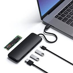Satechi Adaptador multiportas híbrido USB-C – Serve para M.2 SATA SSD, 4K HDMI 60Hz, USB-C PD, USB-A 3.0 portas de dados – Compatível com MacBook Pro M1 2021, MacBook Air M1 2020 (preto)