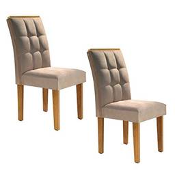 Conjunto 2 Cadeiras Estofadas Madri Siena Móveis Ypê/Suede Pena