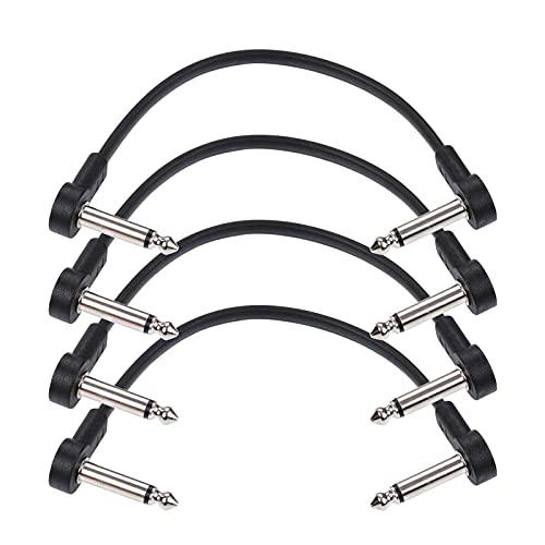 Cabo de áudio, Romacci AC-8 Guitar Effect Pedal Flat Patch Cables 6 Inch Length with 1/4 Inch Right Angle Connectors Patch Cable Kit 4 Pacotes