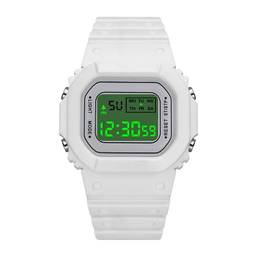 SZAMBIT Relógio Esportivo Digital Feminino,Relógio de Banda de Silicone Quadrado à Prova D'água para Homens com Luz de Fundo LED de Data Relógio de Pulso Multi-Funções para Amigos como Presente (Branco)